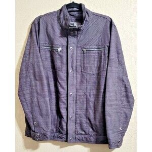 REI Men's Zip Up & Button Bomber Chore Jacket Large Gray Blue